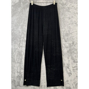 JG's Mad Lab Pants Womens Medium Black Painted Geometric Langenlook Artsy Button